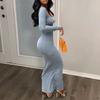 Cross-Border Solid Color Ribbed Dress