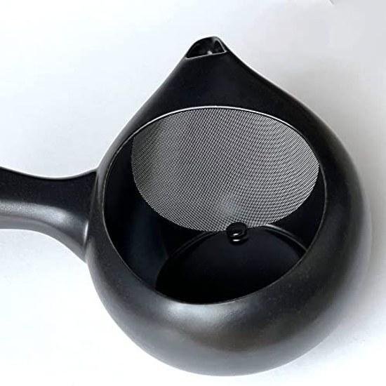 Fukei Dot Com Tokoname Ware Lidless Large Teapot Charmile Green Tea Black Cold Made Japan (Black 660ml)