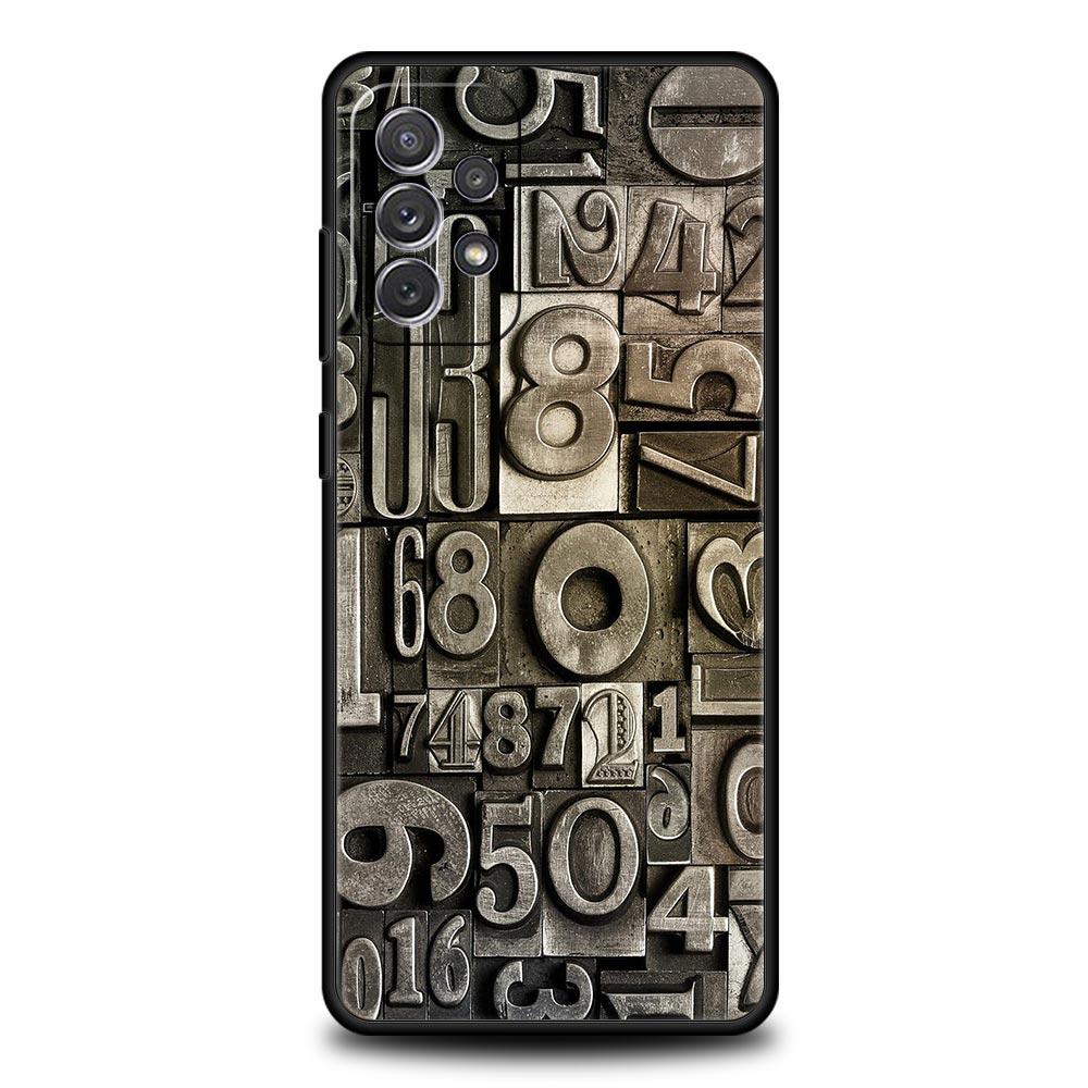 Number Pattern Phone Case for Samsung Galaxy A55 A35 A17 A07 A15 A13 A25 A51 A71 A72 A73 A32 A52 A52S A41 5G Soft TPU Shell Bags