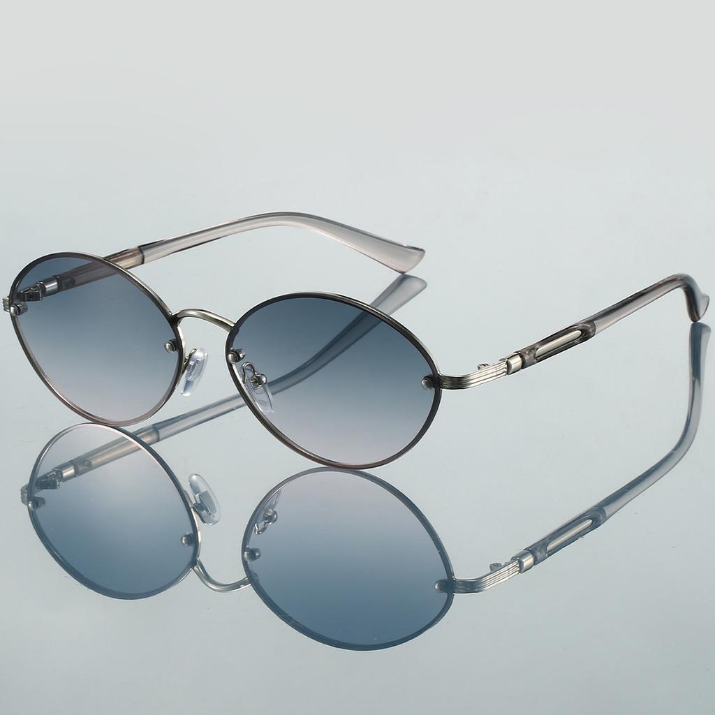 Vintage Metal Rim Gradient Shades Women's Original Brand Design Sunglasses Multi Color Lens Chic Driving Sun Glasses