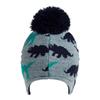 Toddler Knit Beanie Hat with Dinosaur Jacquard Pattern Earflap Design Pom Pom Top Kids Winter Warm Soft Stretchy Hat for Boys Girls