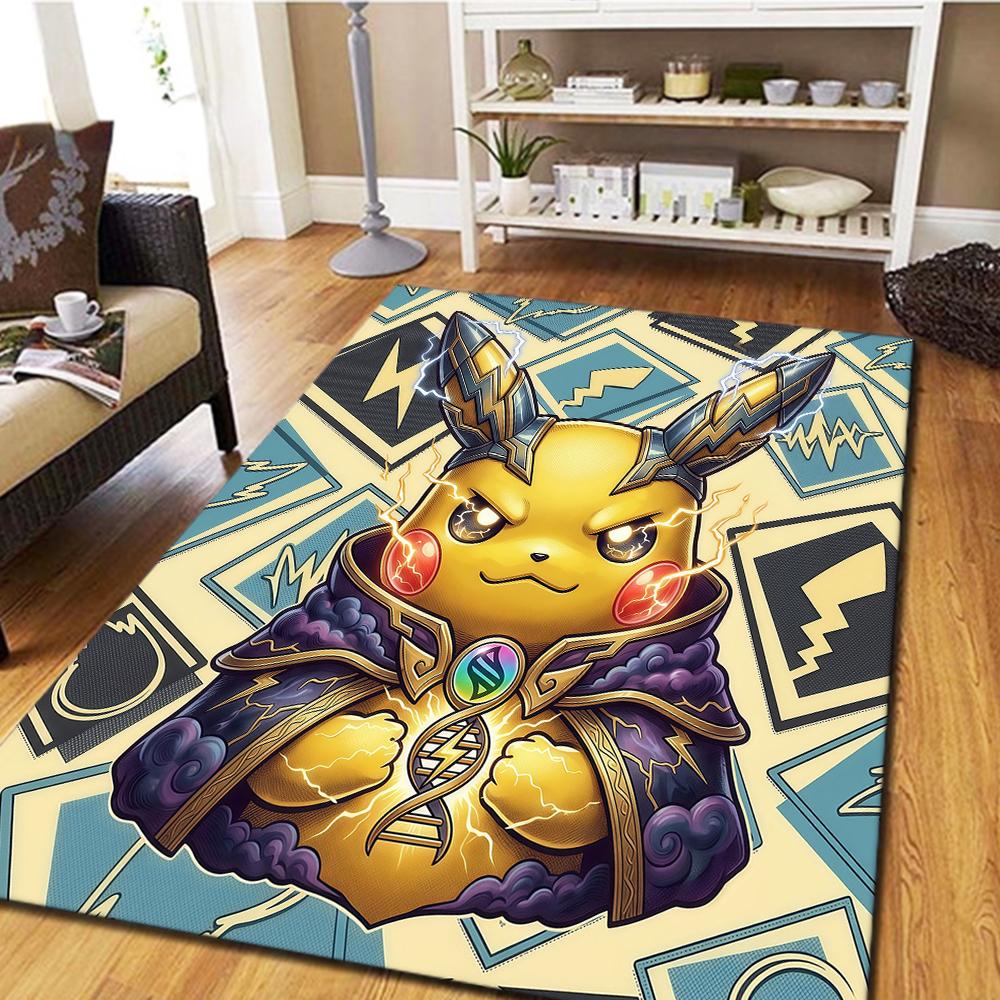 Pikachu Cartoon Digital Print Carpet, Living Room Floor Mat, Bedroom Decorative Rug, Play Mat -HYQ66
