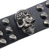 Skull Rivet Punk Leather Bracelet - Edgy Street Dance Rap Wristband Accessory