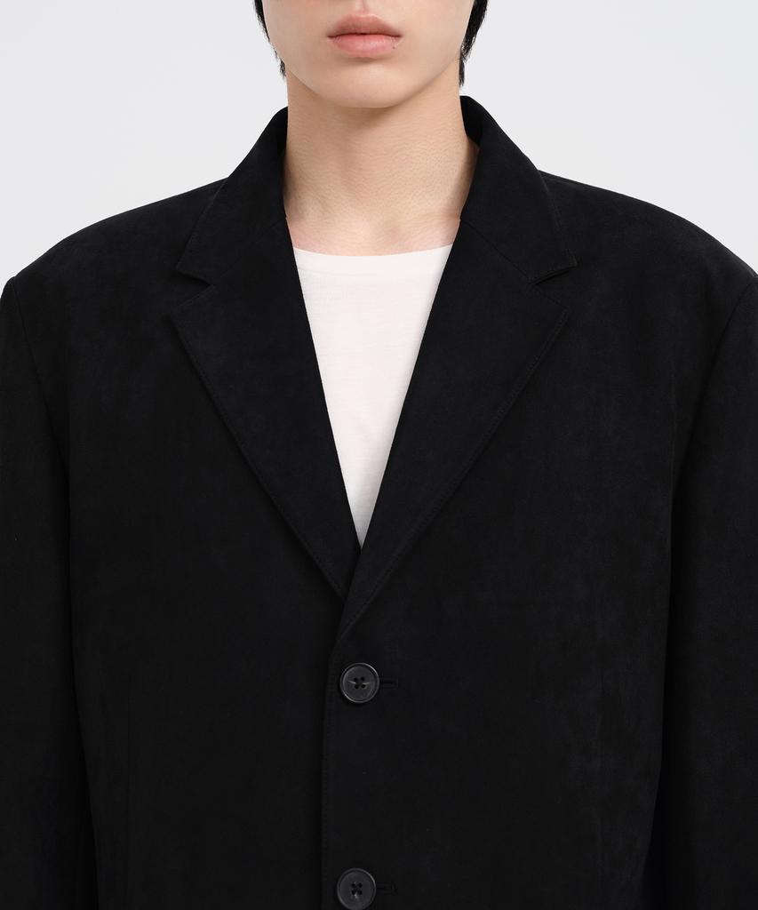 Musinsa Standard Synthetic Suede Oversized 3-Button Blazer [Black]