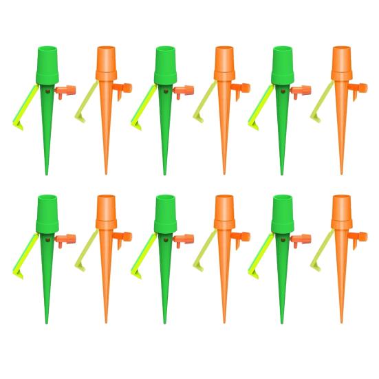 12 Pcs Plant Self Watering Spikes Adjustable Slow Release Watering Spikes Plant Drip Irrigation System with Drip Control Valve Switch for Indoor