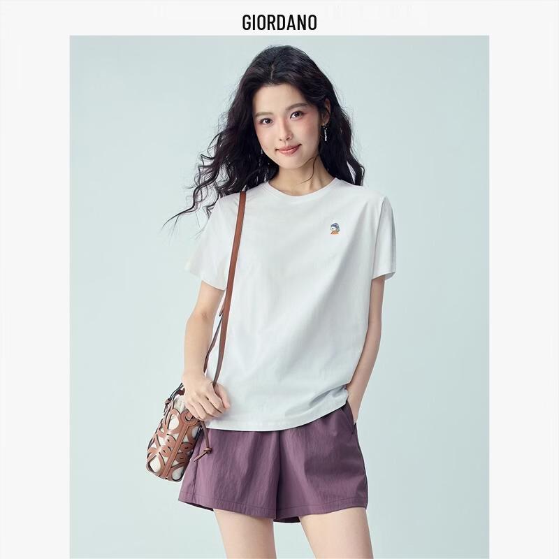 Giordano Women s Pure Cotton Embroidered Animal T-Shirt M