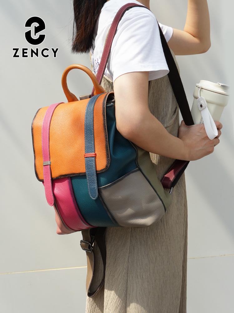 Zency Women's Stylish Genuine Leather Backpack Large Capacity Rucksack For Ladies