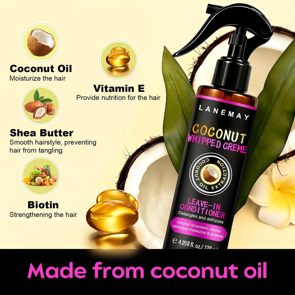 Coconut Leave-In Conditioner-Restore Moirsture And Srength To Reduce Splt Ends And Breakage-Suitable For All Hair Types, 120ml