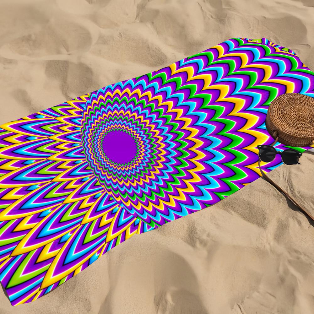 3D O-Optical Illusion Towel Beach Towel Oversized Quick Dry Towel Absorbent Soft Swim Beachtowels For Men Women
