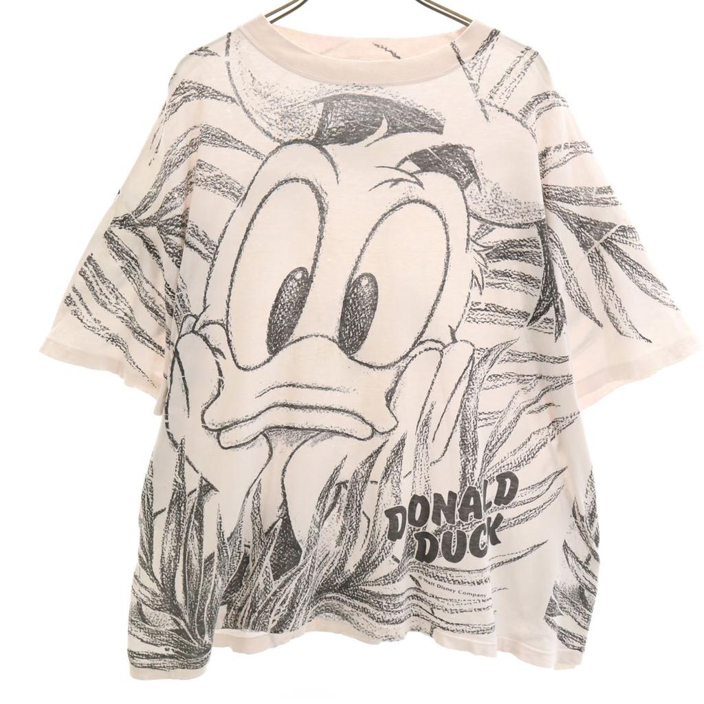 Mickey Family 90s Old Donald duck Short sleeve T-shirt white Men's Used