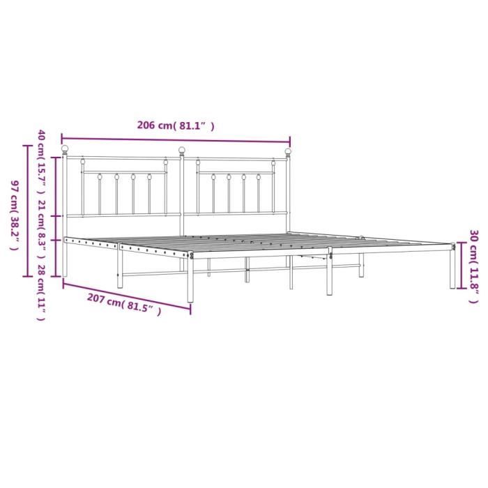 VidaXL Cadre de lit métal avec tête de lit blanc 200x200 cm 353593