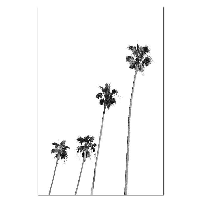 Czarno-białe plakaty z palmami, wydruki, obrazy na ścianę z tropikalną sztuką, obrazy na płótnie do salonu, dekoracja domu