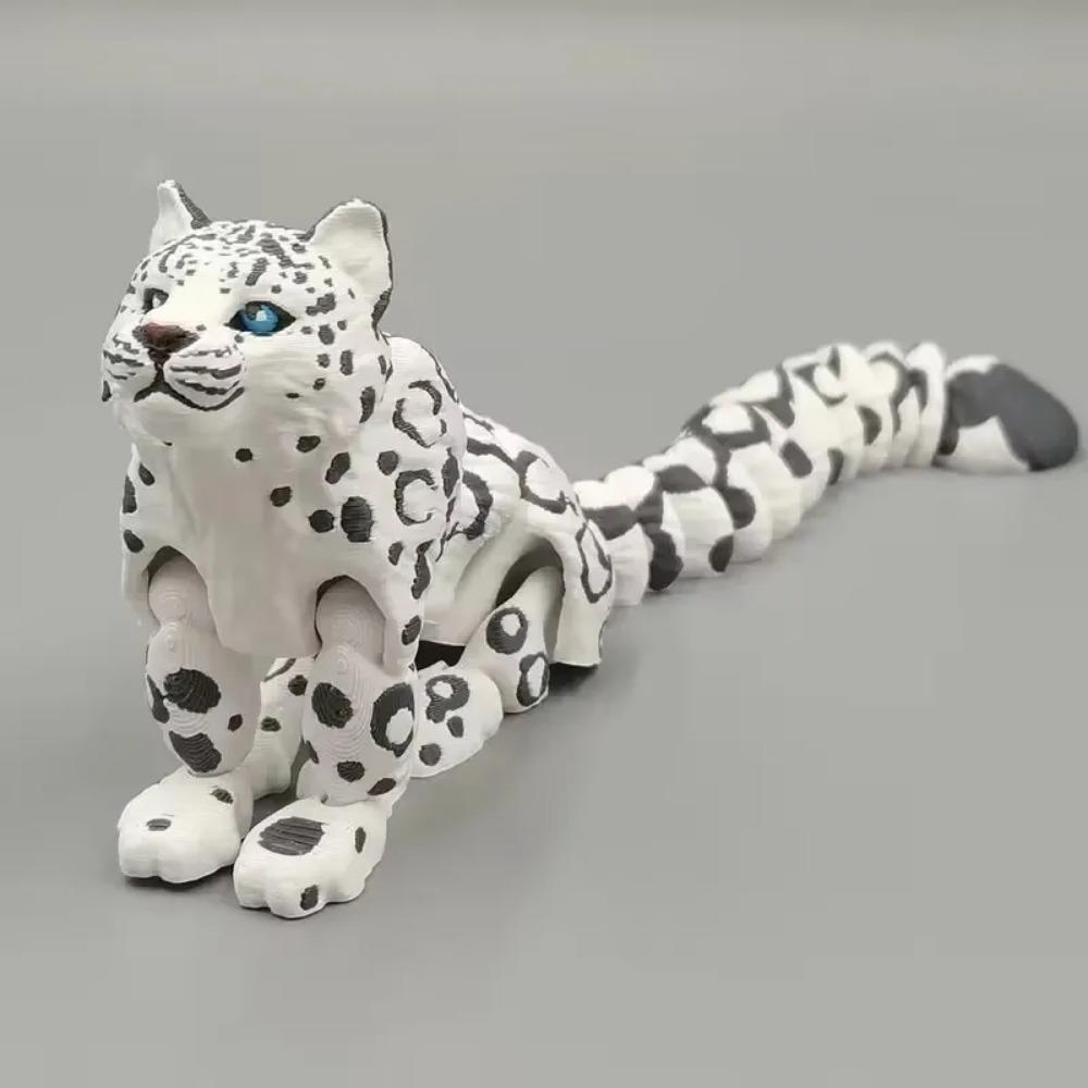 3D Printed Snow Leopard Figurines Ornaments Realistic Wild Animals Figurines Animal Models Home Desk Decoration