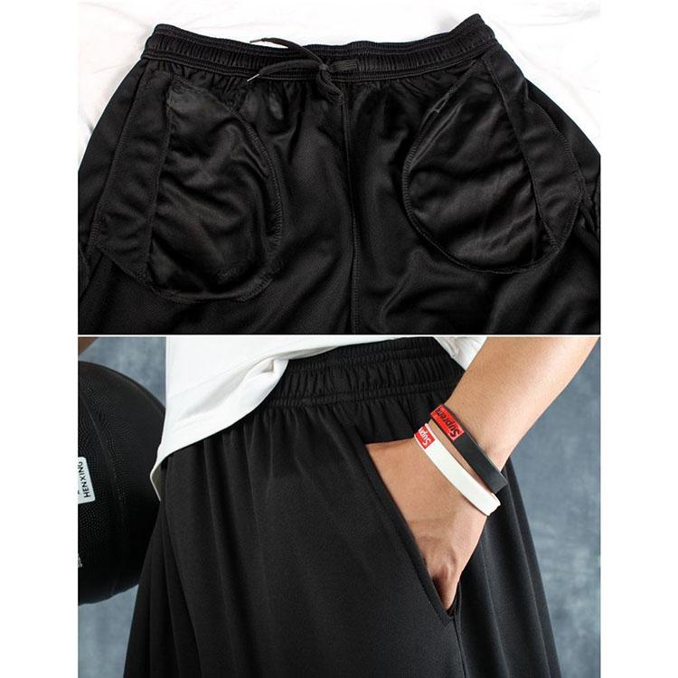 Pantaloni sport Pantaloni scurți de baschet Pantaloni lați pentru bărbați Streetball peste genunchi Buzunar largi Pantaloni de fitness de vară