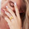 Edelstahl Sonnenschein Siegelring Pinky Ring, Zirkonia Inlay Ring Vergoldet, Anlaufgeschützter Modeschmuck