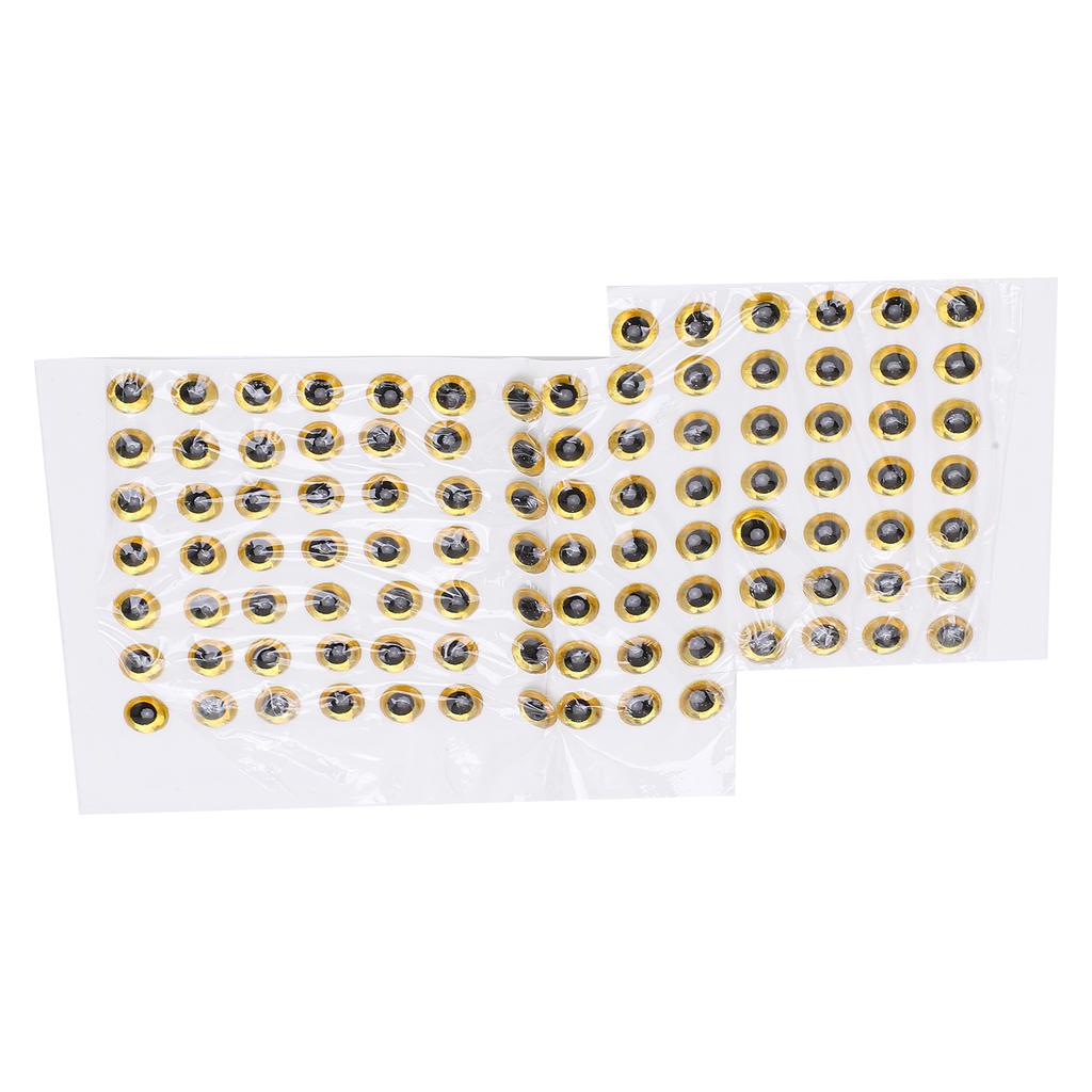 100 ks Oči na rybářské nástrahy Trojrozměrné Lepivé Lehké Odolné Nálepky rybího oka pro výrobu rybářských nástrah(Zlato )