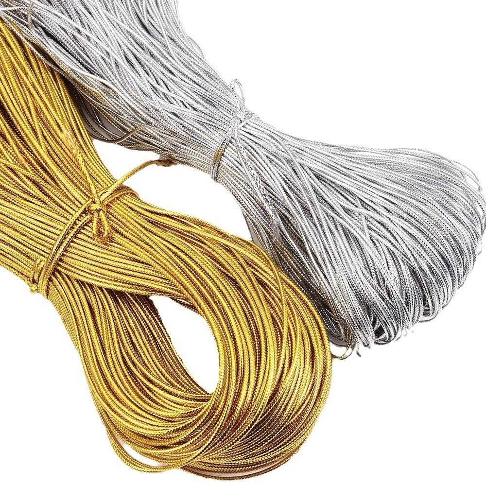 Cordeau Cordon Couleur Or Argent 90M de Longueur Cordon à Perles Nouveau Cordon à Tresser Bracelet DIY