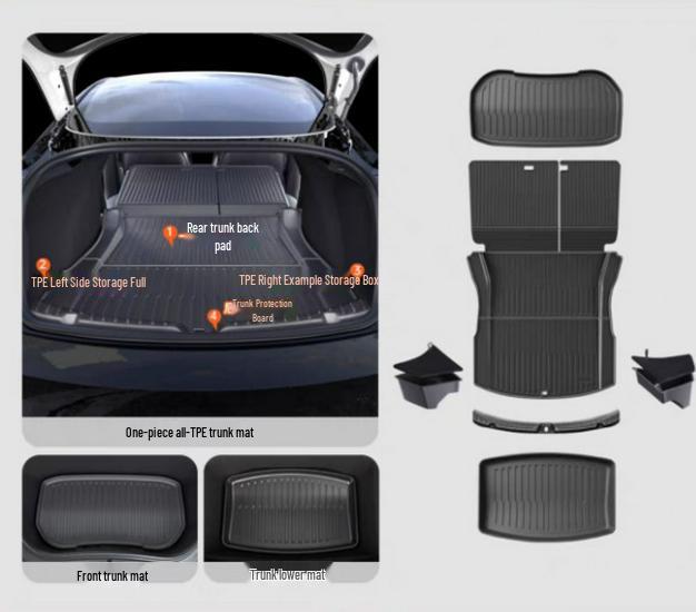 Refreshed Tesla Model Y Front & Rear TPE Trunk Mats - Upgraded Interior Accessories