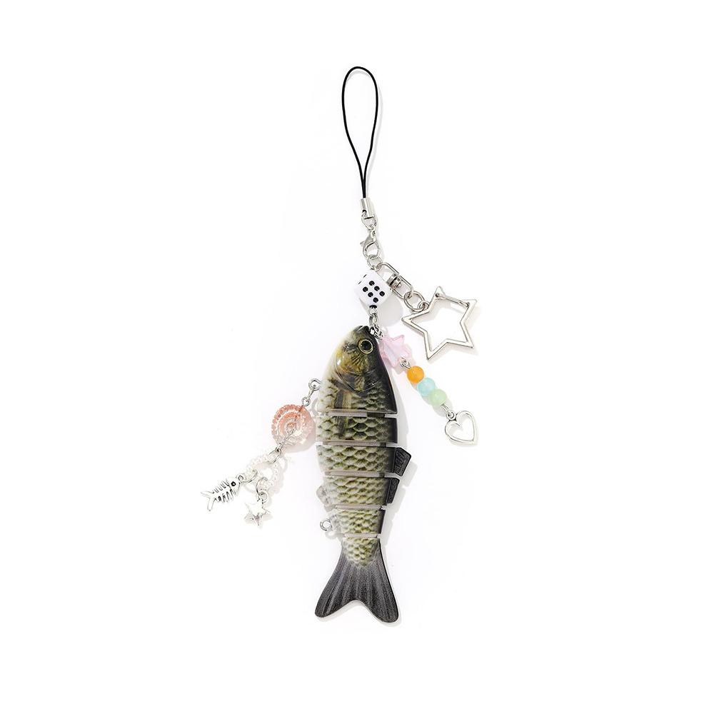 Colorful Simulation Fish Keychain Acrylic Multi Jointed Fish Hook Key Chain Multi-Section Design Simulation Fish Bait Keychain