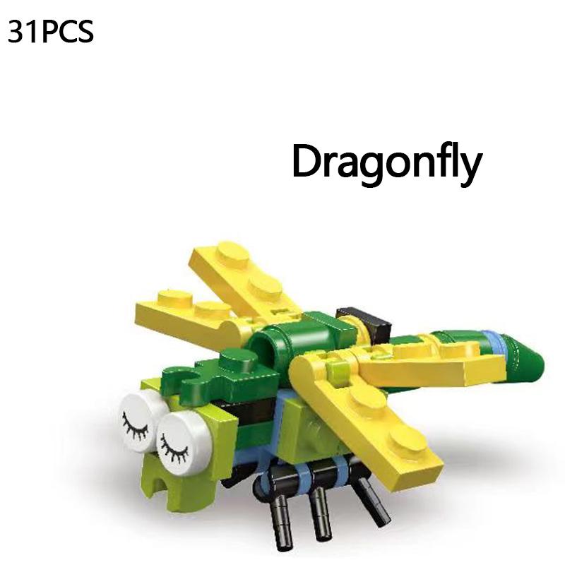 Mini Insect Series Building Block Ladybug Dragonfly Butterfly Snail Wasp Mantis Beetle Bricks Toys Christmas Gifts For Children