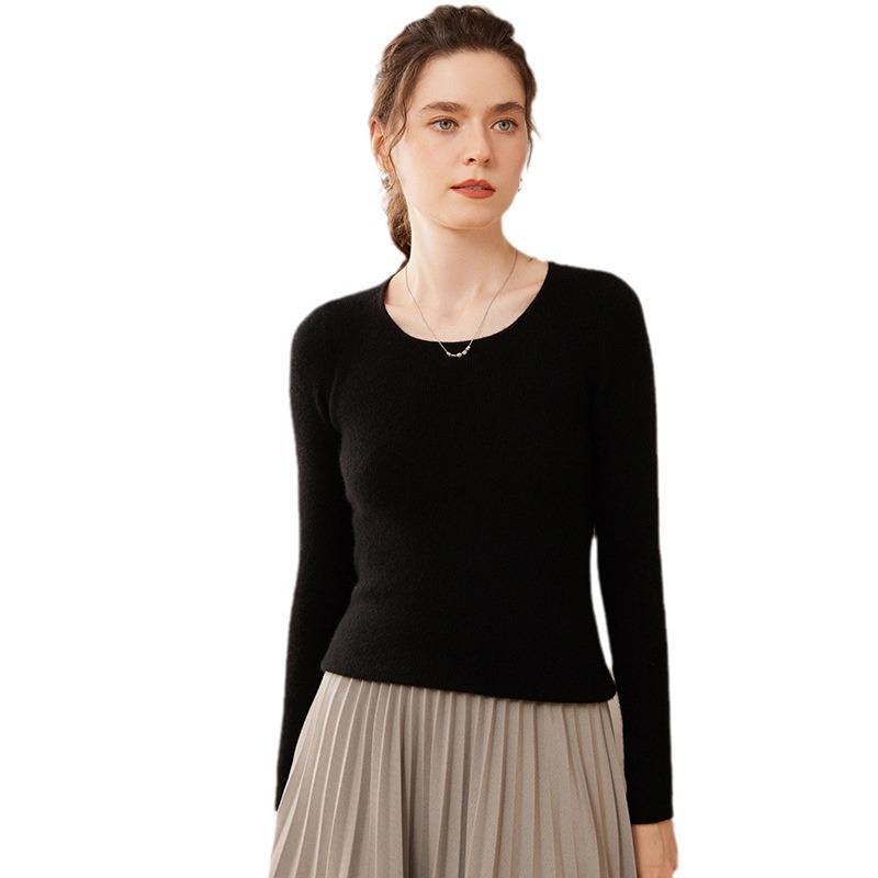 Women's Cashmere Deep U-neck Slim-fit Sweater - Versatile Short Pullover Base Layer Cardigan for Autumn and Winter