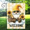 2D Flat, 1pc Double-Sided Printed Garden Flag, Linen Material, No Flagpole Included, 2D Flat Print, Gnome Sunflower Garden Flag, 2D Flat