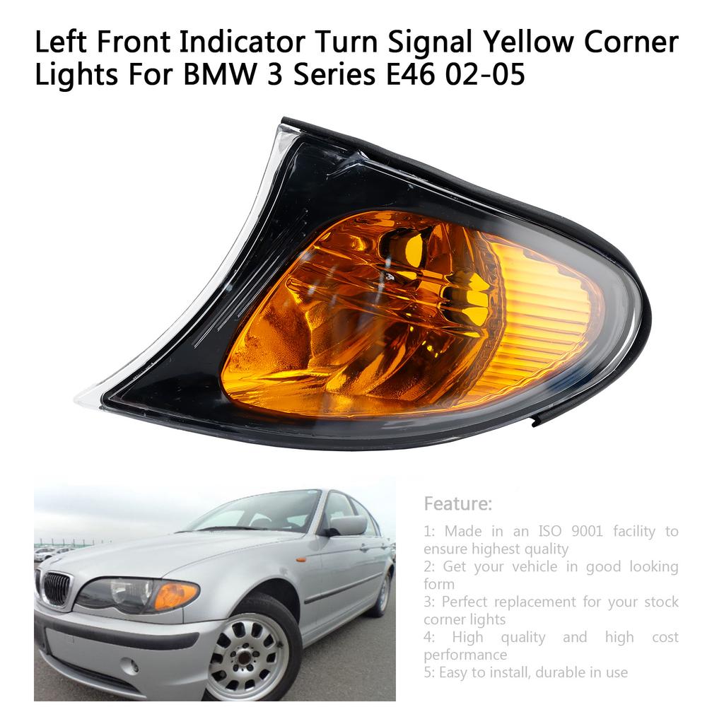 Left Front Indicator Turn Signal Yellow Corner Lights Fit For BMW 3 Series E46 02-05