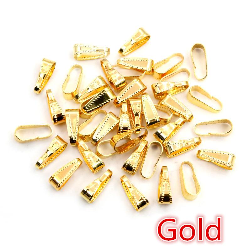 100pcs 11*4mm Bronze Gold Silver Plated Pendant Necklace Buckle Clasp Connectors For DIY Jewelry Making Findings Accessories 