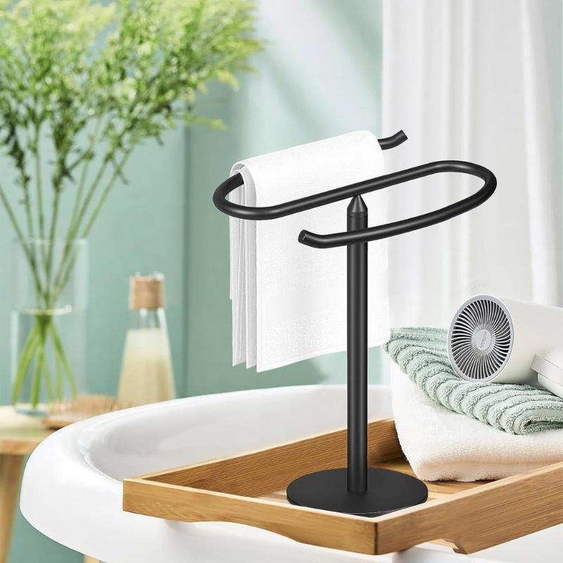 Towel Stand S Shaped Bath Towel Rack with Nonslip Base Countertop Jewelry Towel Holder for Bathroom & Kitchen Use