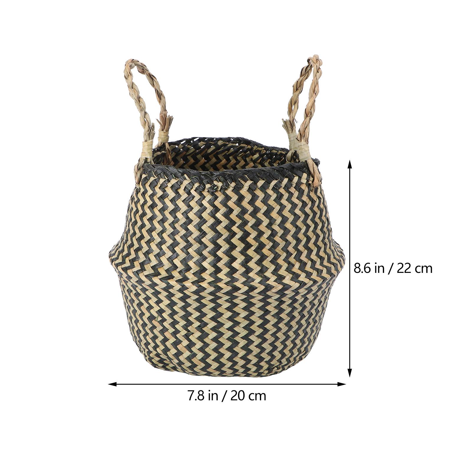 Foldable Straw Basket Double Thick Handle Desktop Storage Container Multipurpose Plant Pot Linen Storage Holder Organizer чёрный 1100₽