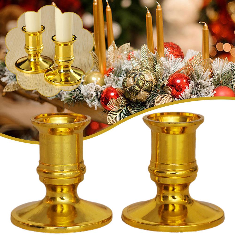 2pcs Traditional Shape Taper Standard Plastic Candle Holders Candlestick Wedding Dinner Decor for Electronic Candles For Party