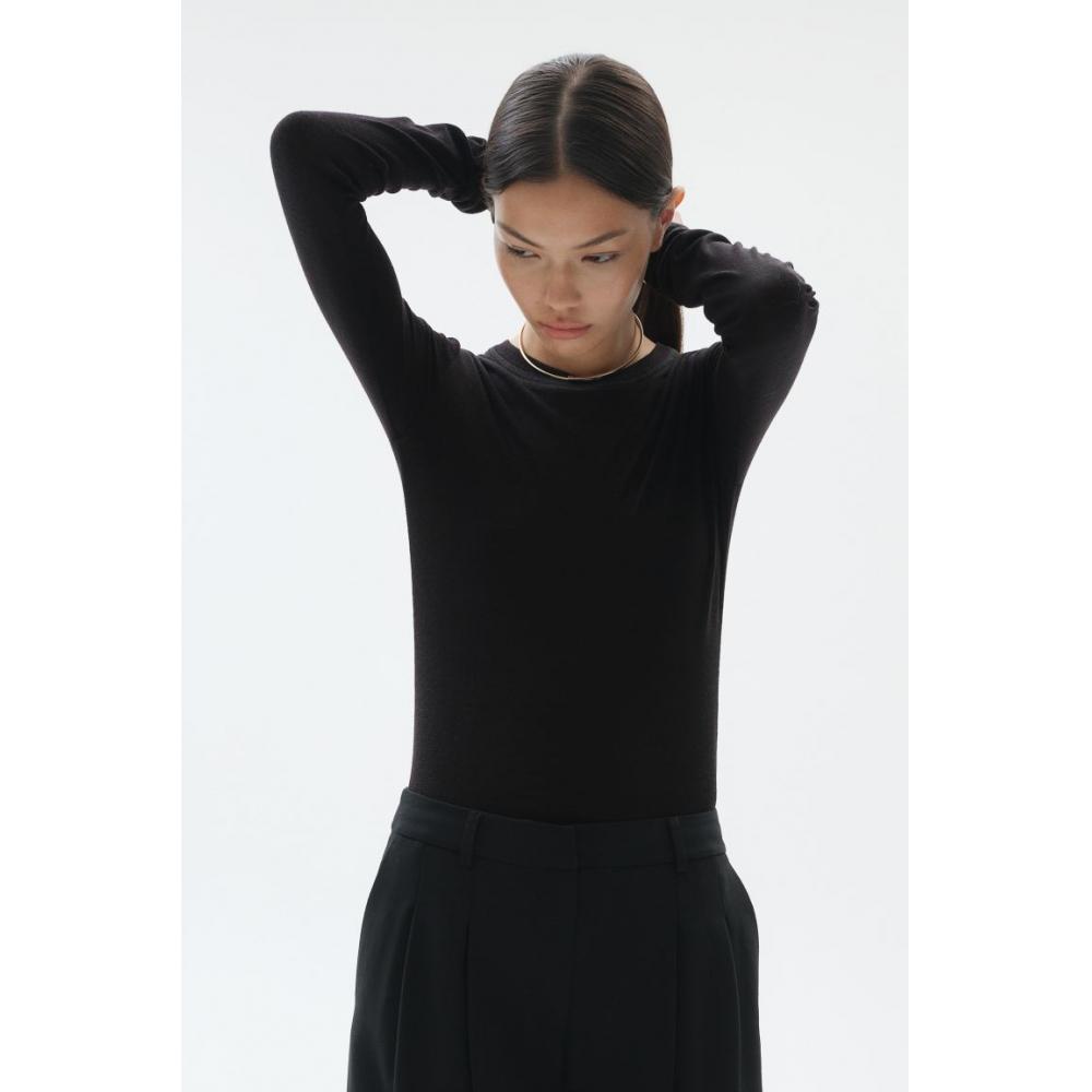 

H M Fine Knit Wool Sweater Black