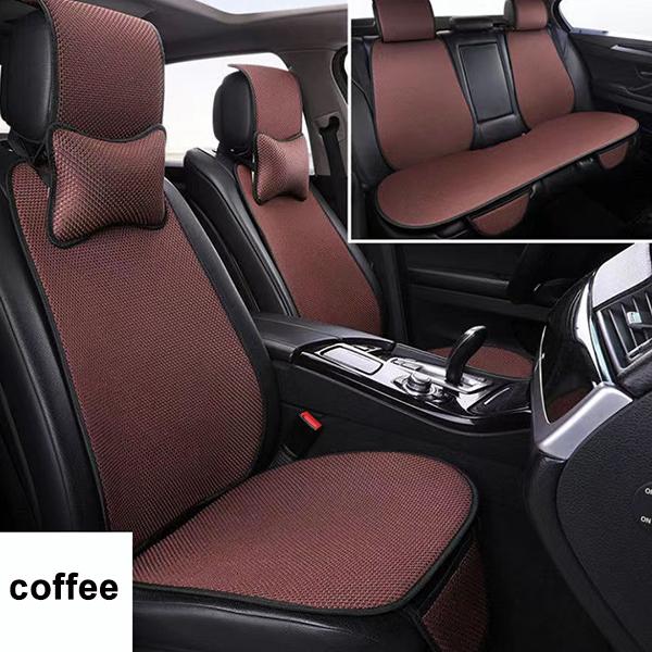 

Пятиместная стандартная подушка для автомобильного сиденья, всесезонная универсальная охлаждающая подушка без бретелек, противоскользящая дышащая подушка из ледяного шелка с подушкой для шеи Standard кофейный