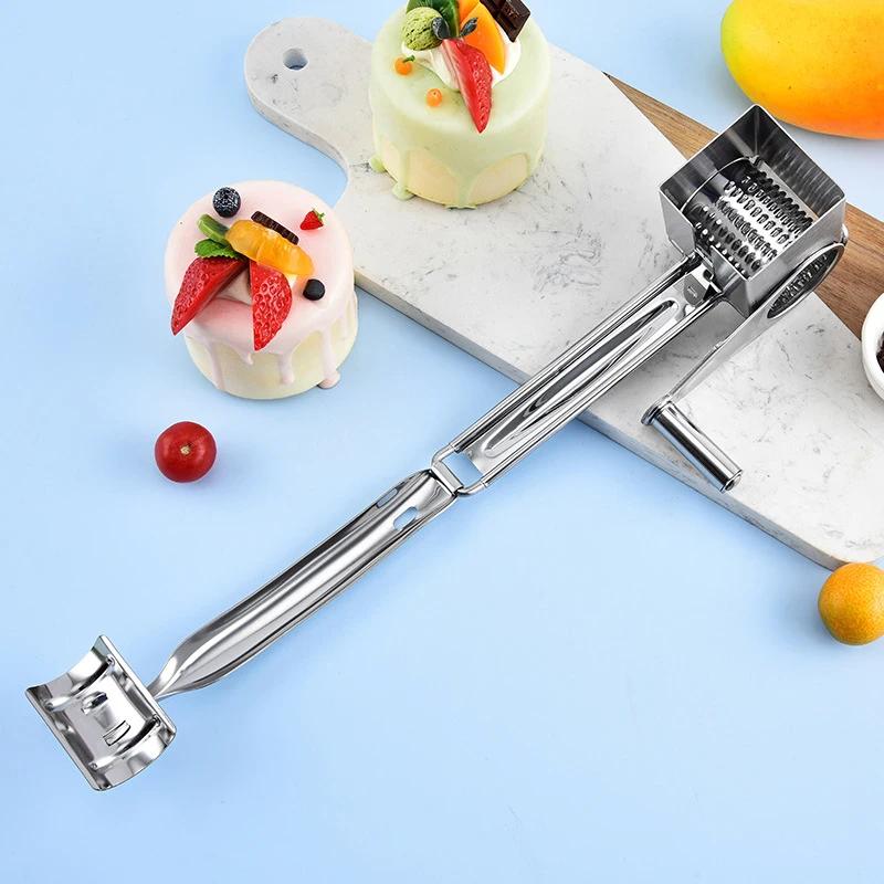 Handheld Rotary Cheese Grater Cheese Hand Grater Kitchen Craft Stainless Steel Cheese Vegetable Grater Shredder With Handle