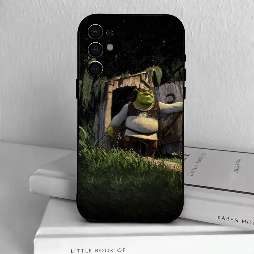 Cute S-Shrek Phone Case For Samsung S25,S24,S21,S22,S23,S30,Ultra,S20,Plus,Fe,Soft Silicone Black Cover