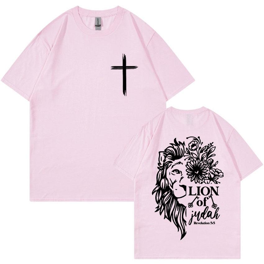 Jesus Lion of Judah Print T-shirt for Men Women Aesthetic Christian Clothing T Shirts Fashion Oversized 100% Cotton T Shirt Tops