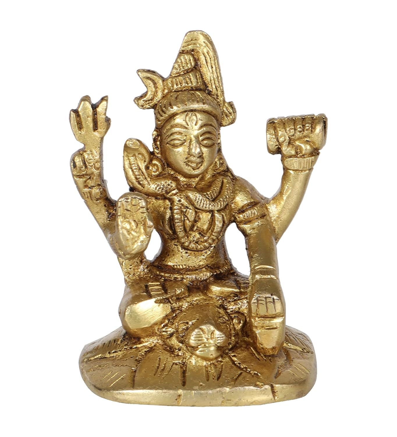 Shiva Meditating Statue, Lord Shiva, Bhole Idol, Brass, Antique Gold - 2.5 Inch