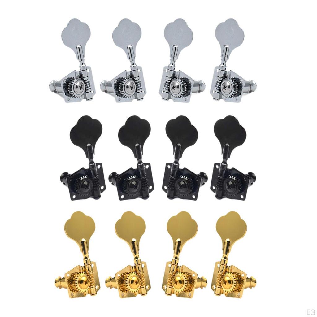 4 Pieces Electric Bass Tuning Pegs Knobs Keys Machine Heads Open Frame Tuner for Show