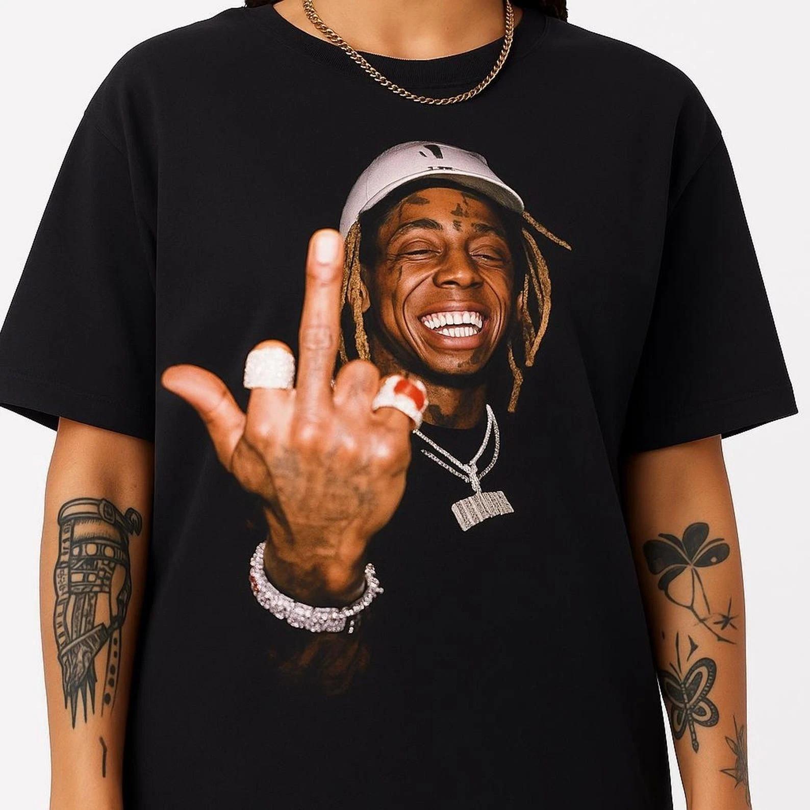Футболка Lil Wayne со средним пальцем Рэп Хип-Хоп S