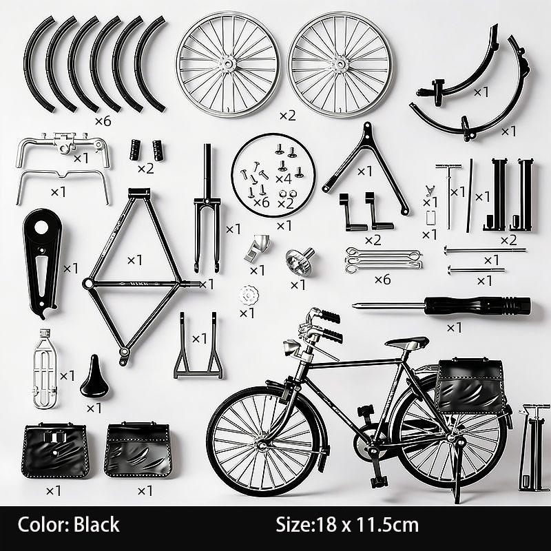 DIY Retro Fahrradmodell Ornament Für Kinder, 1:10 Simulations-Mini-Fahrradmodell-Bausatz, Fingerfahrrad-Modellspielzeug für Schreibtischdekoration