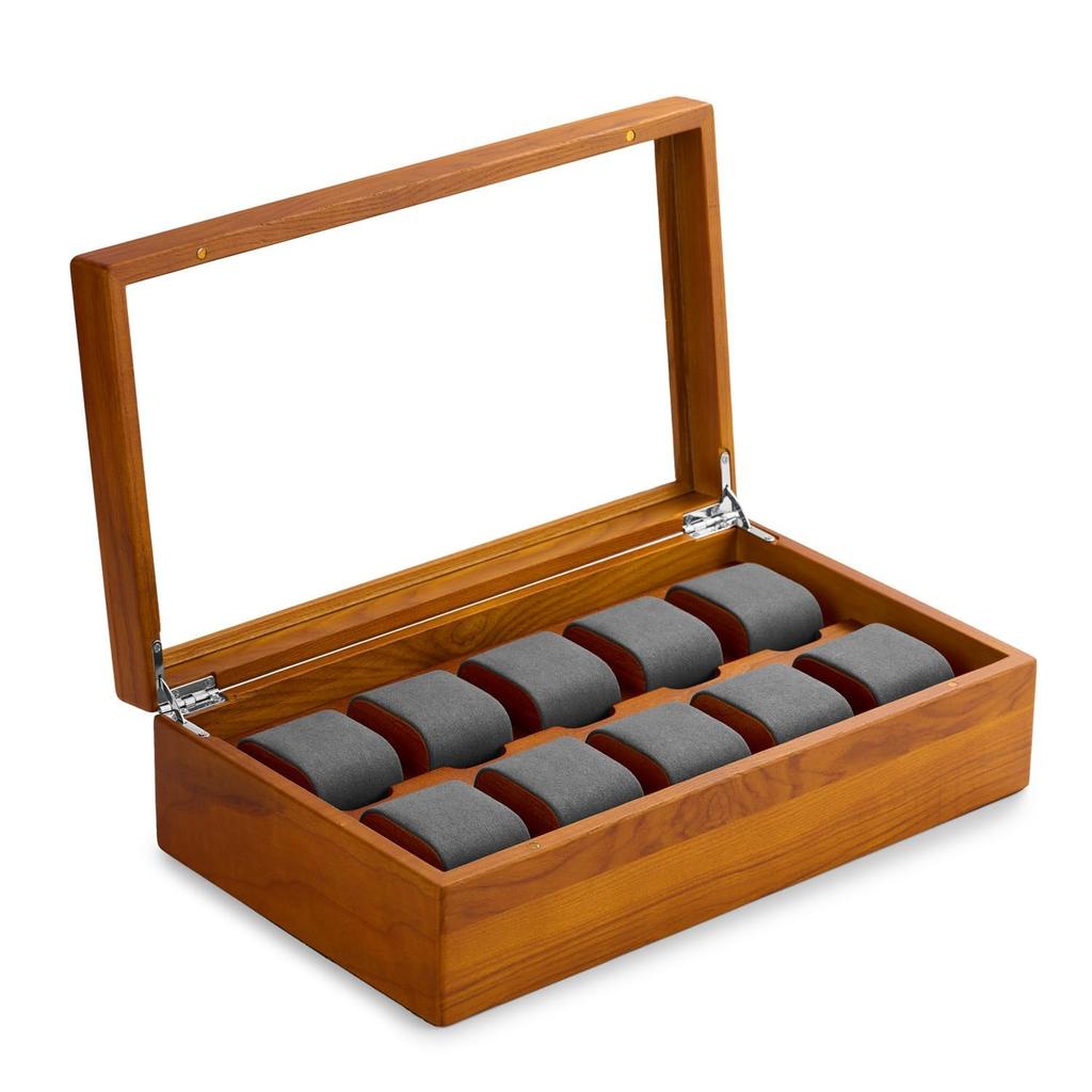 Wooden Watch Storage Holds 10 Dark Gray Watch Can Hold Magnets Box, Watches, Pillow,