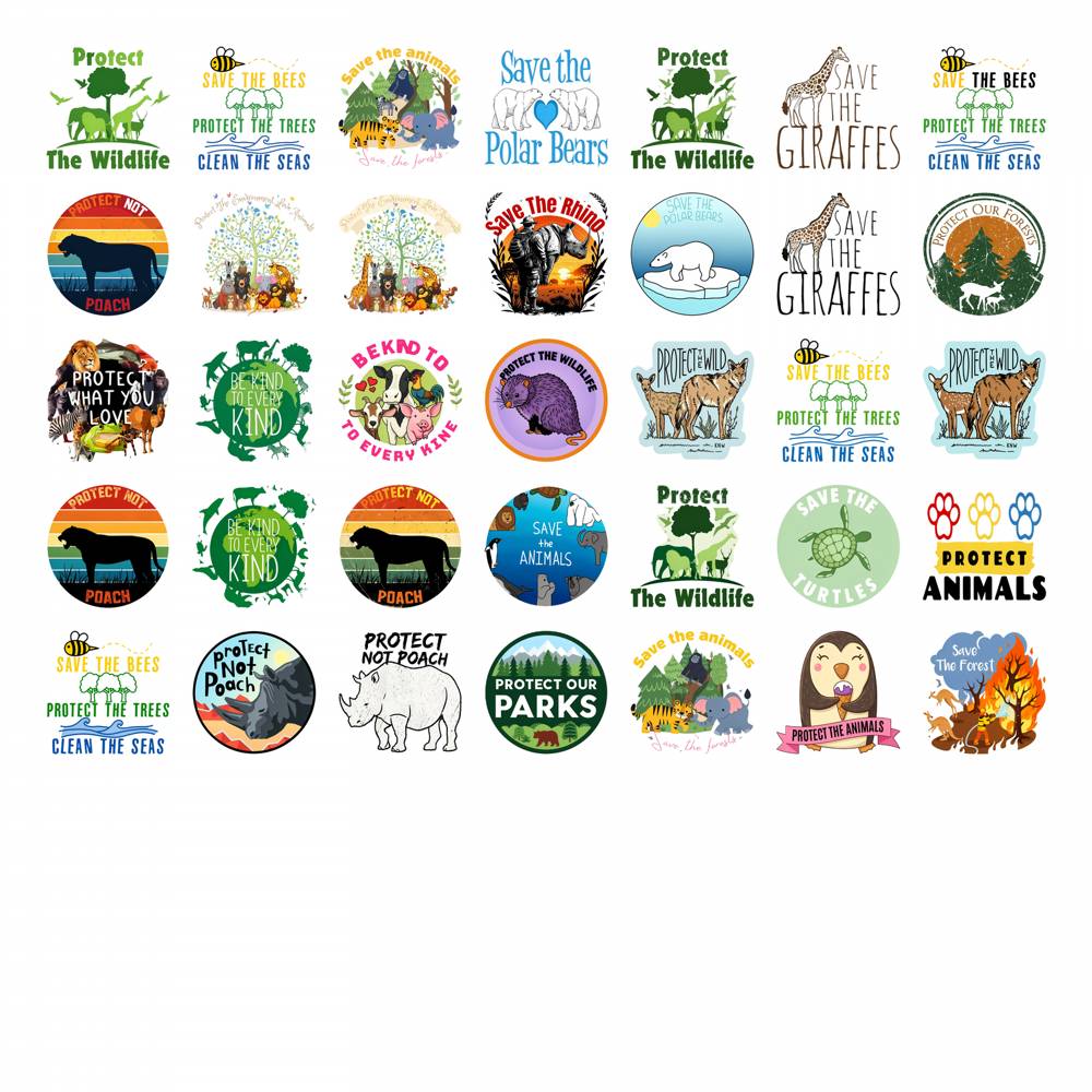 35pcs-50pcs Motivational Wildlife  Stickers Whimsical Animal Conservation  Stickers  Stationery Stickers