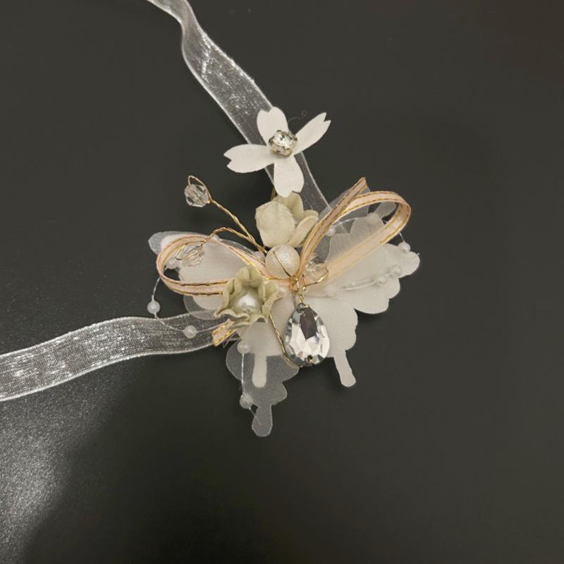 Golden Fairy Leaf Flower Pearl Headband - Elegant European Crown for Girls' Weddings