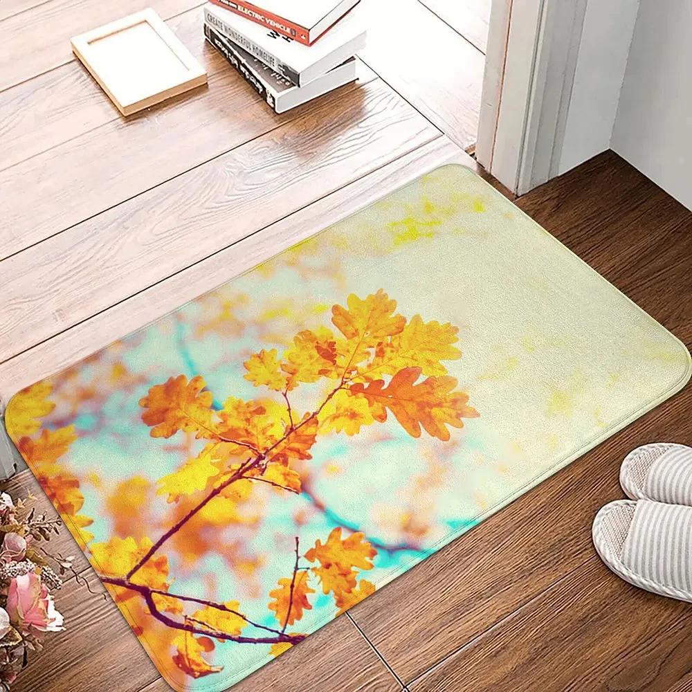 Maple Leaf Doormat Fall Botanical Maple Leaves Carpet Non Slip Autumn Leaves Print Bath Rug Entry Rugs for Bedroom Kitchen Decor