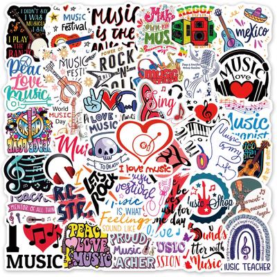 50/100PCS Small Fresh Music Graffiti Stickers Luggage Stationery Phone Guitar Cups Waterproof Text Stickers