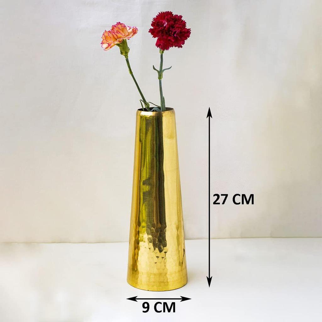 Handicraft Brass Flower Vase Holder Hammered Bottom Design for Antique Vintage Living Room Decor