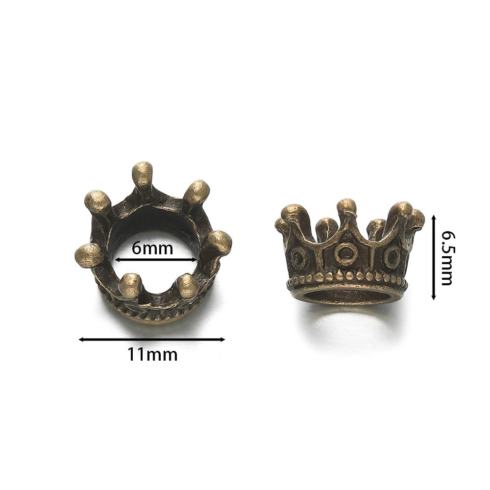 50pcs/lot Alloy Loose Spacer Crown Beads Gold Silver Bronze Color Charms Beads for DIY Jewelry Making Bracelet Accessories