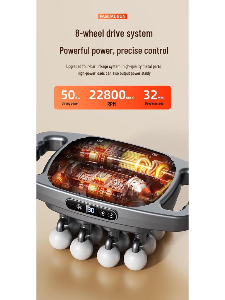Rechargeable Multi-Head Fascia Massage Gun with 16 Attachments, Adjustable Power for Full-Body Vibration Therapy