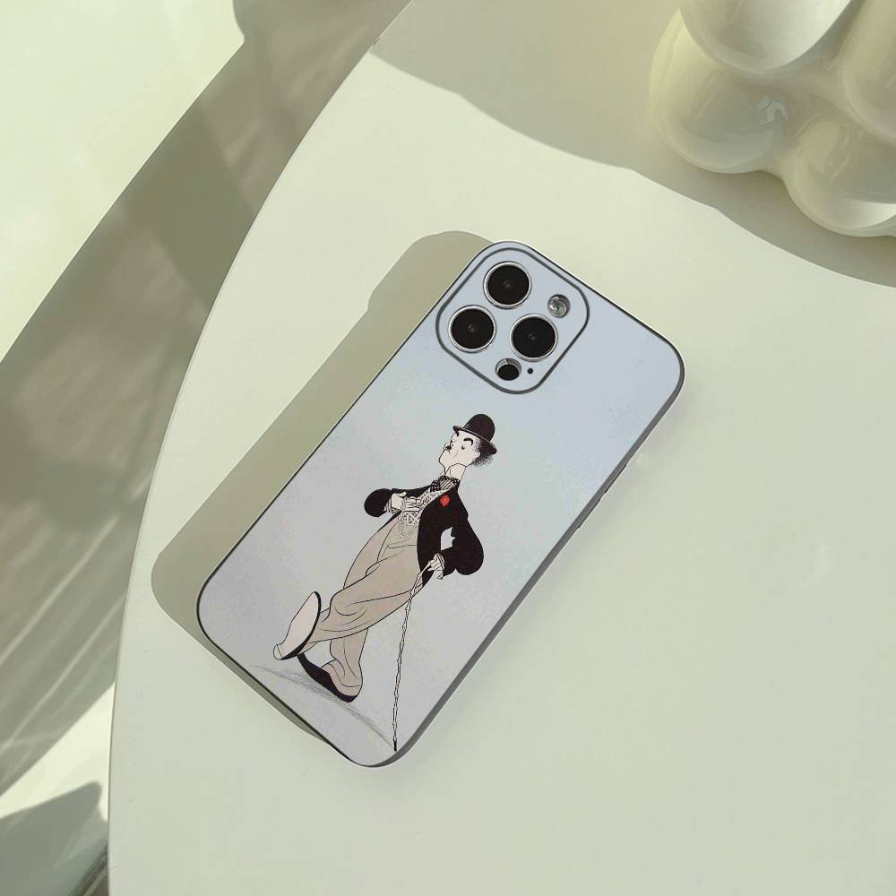 C-Charlie Chaplin Phone Case For iPhone 17,16,15,14,13,12,11 Pro Max, Lightweight and practical Soft Black Cover