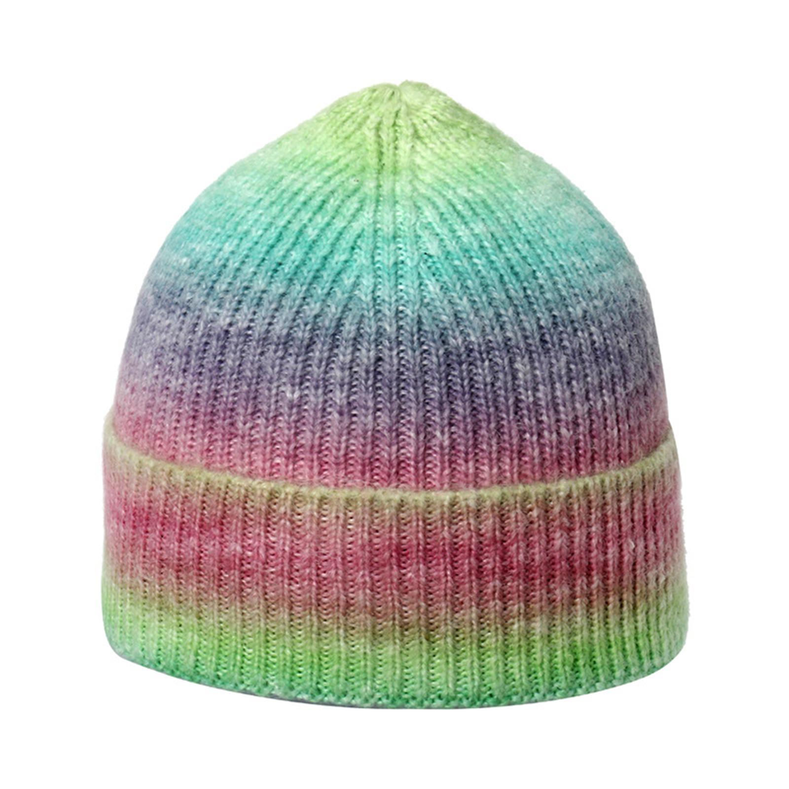 

Ladies Knitted Hat Trendy Gradient Printed Warm Hat Fashion Knitted Hat One Size армия зеленый